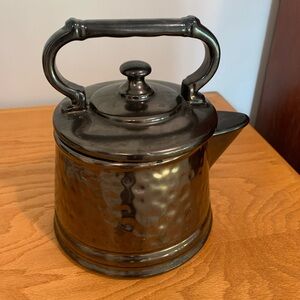 Vintage McCoy Faux Hammered Brass Tea Kettle Cookie Jar